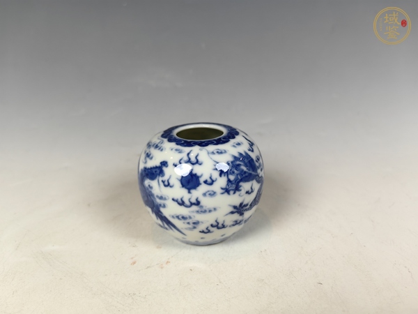 古玩陶瓷民國龍鳳呈祥青花文房水盂真品鑒賞圖