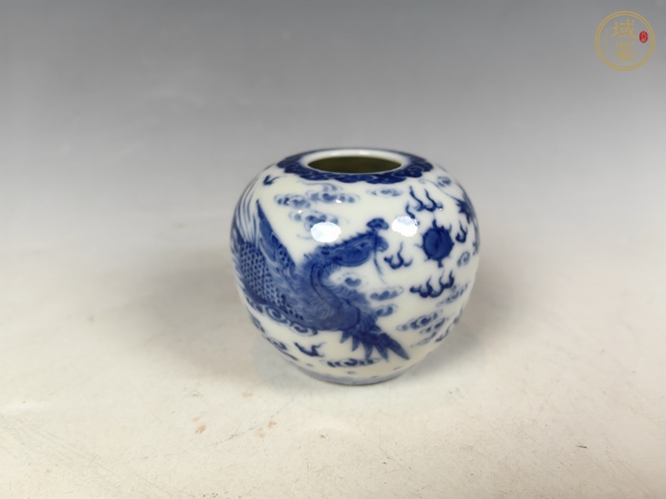 古玩陶瓷民國龍鳳呈祥青花文房水盂真品鑒賞圖