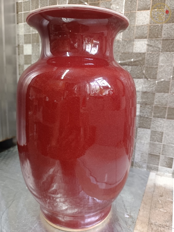 古玩陶瓷郎紅釉燈籠瓶真品鑒賞圖