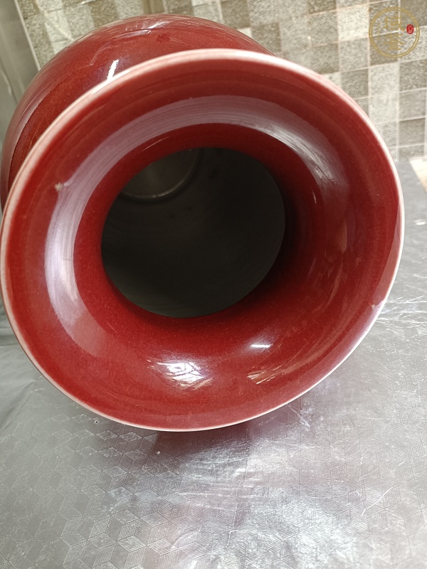 古玩陶瓷郎紅釉燈籠瓶真品鑒賞圖