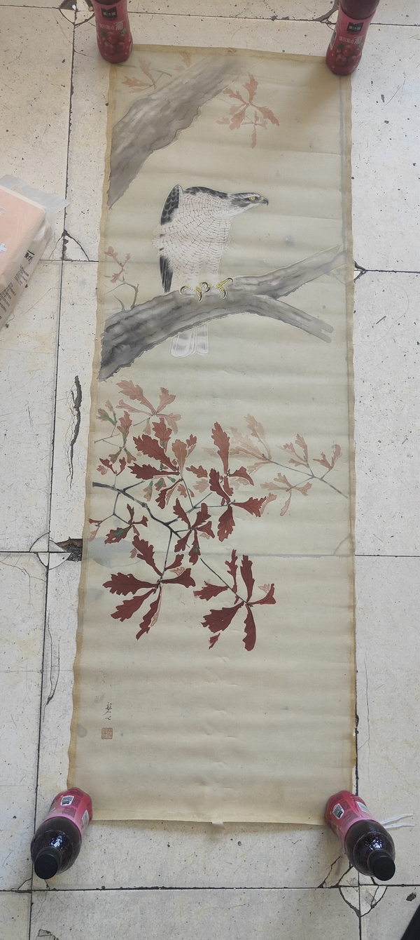 古玩轉賣民國磐公雄鷹立軸拍賣，當前價格1988元