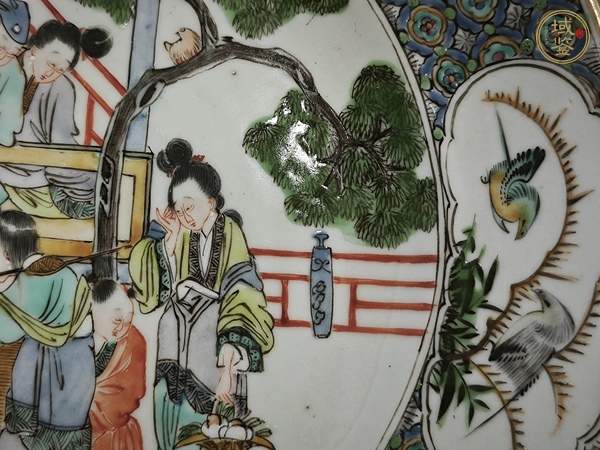 古玩陶瓷咸豐細路廣彩盤真品鑒賞圖
