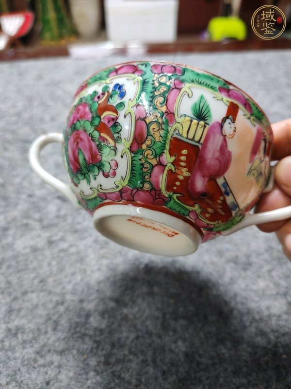 古玩陶瓷人物紋廣彩杯真品鑒賞圖