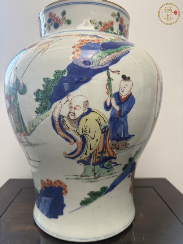 古玩陶瓷青花五彩將軍罐真品鑒賞圖