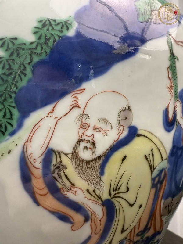 古玩陶瓷青花五彩將軍罐真品鑒賞圖