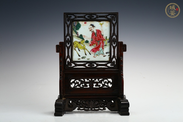 古玩雍正·粉彩人物故事紋插屏真品鑒賞圖