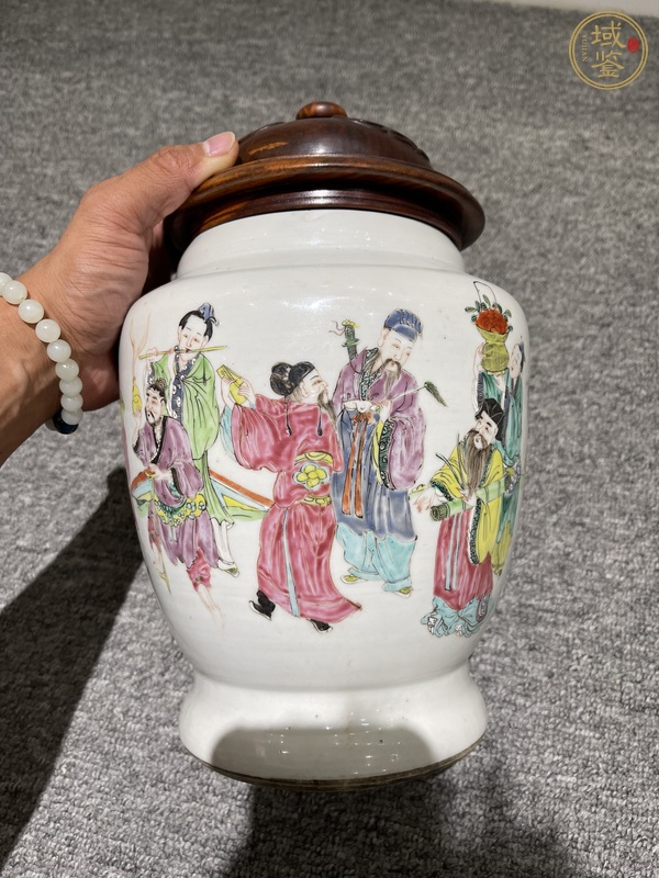 古玩陶瓷粉彩八仙人物紋截口瓶真品鑒賞圖