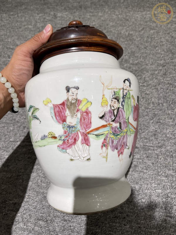 古玩陶瓷粉彩八仙人物紋截口瓶真品鑒賞圖