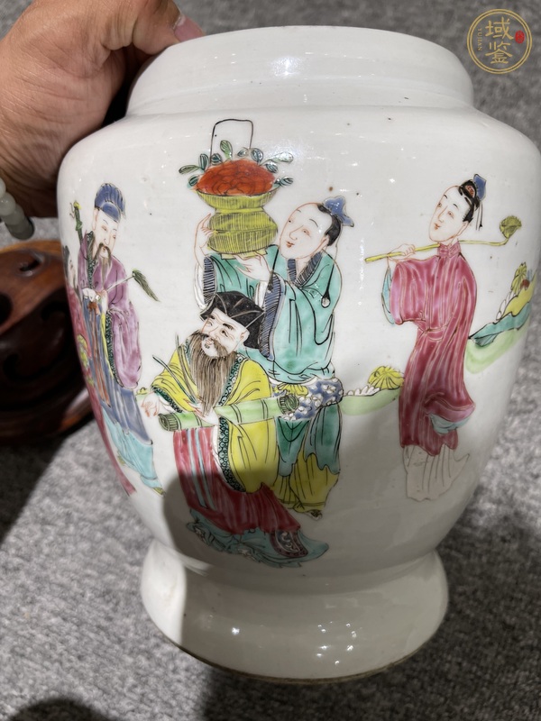 古玩陶瓷粉彩八仙人物紋截口瓶真品鑒賞圖