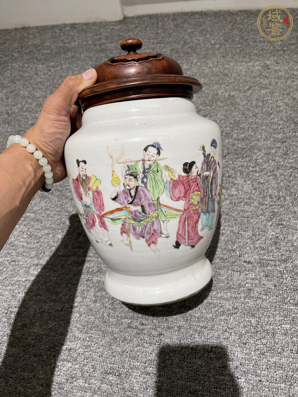 古玩陶瓷粉彩八仙人物紋截口瓶真品鑒賞圖