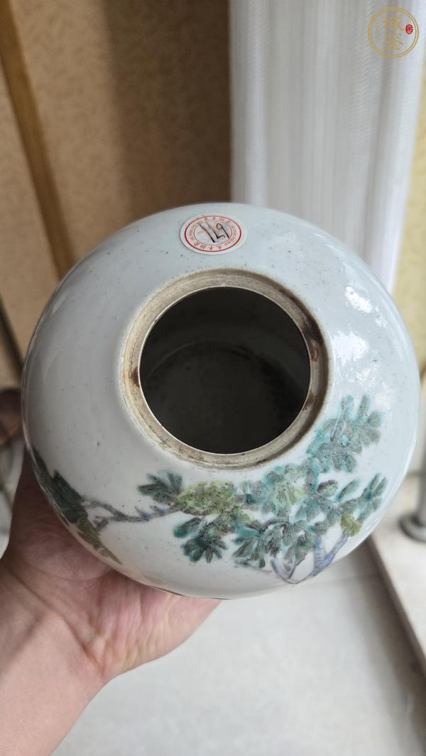 古玩陶瓷清光緒 少山繪淺絳二喬并讀蓋罐真品鑒賞圖