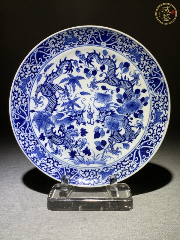 古玩晚清青花龍紋盤真品鑒賞圖