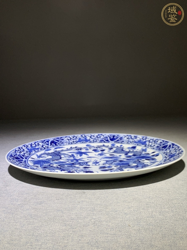 古玩陶瓷晚清青花龍紋盤真品鑒賞圖