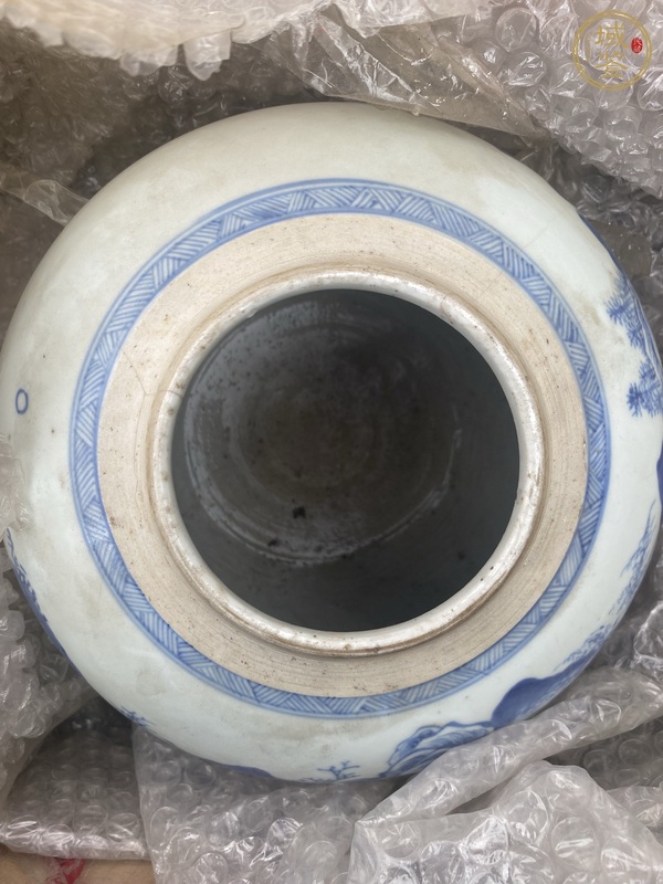 古玩陶瓷青花山水人物紋罐真品鑒賞圖