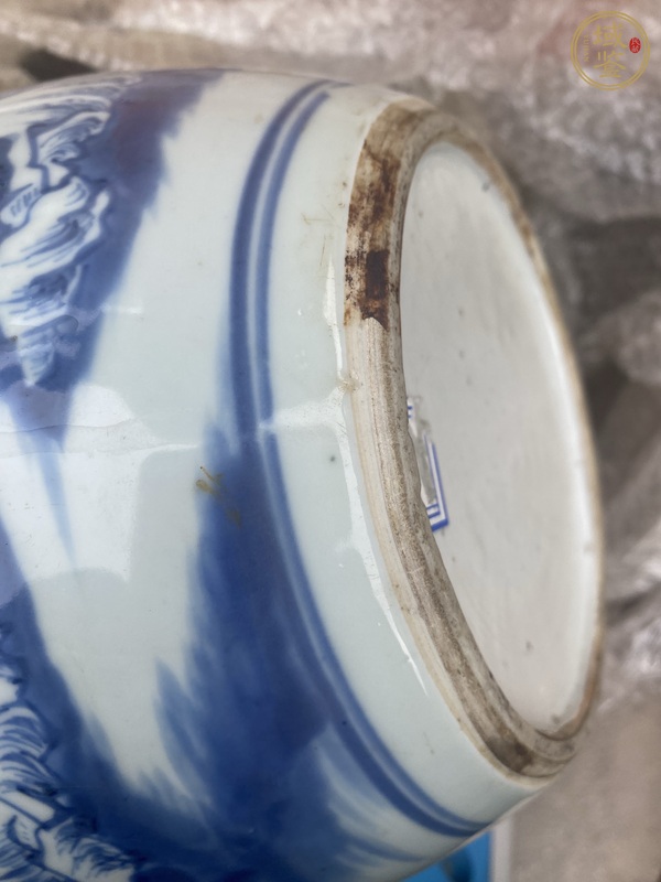 古玩陶瓷青花山水人物紋罐真品鑒賞圖