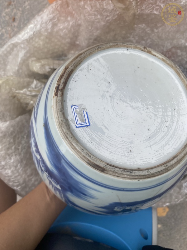 古玩陶瓷青花山水人物紋罐真品鑒賞圖