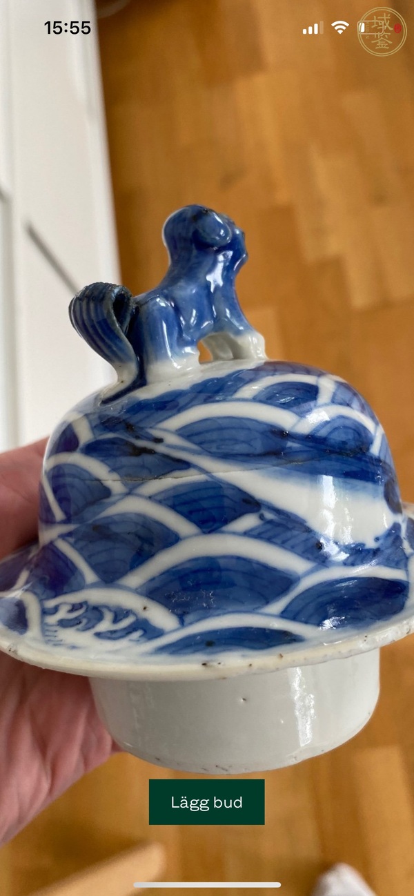 古玩陶瓷魚紋青花雞腿蓋瓶真品鑒賞圖