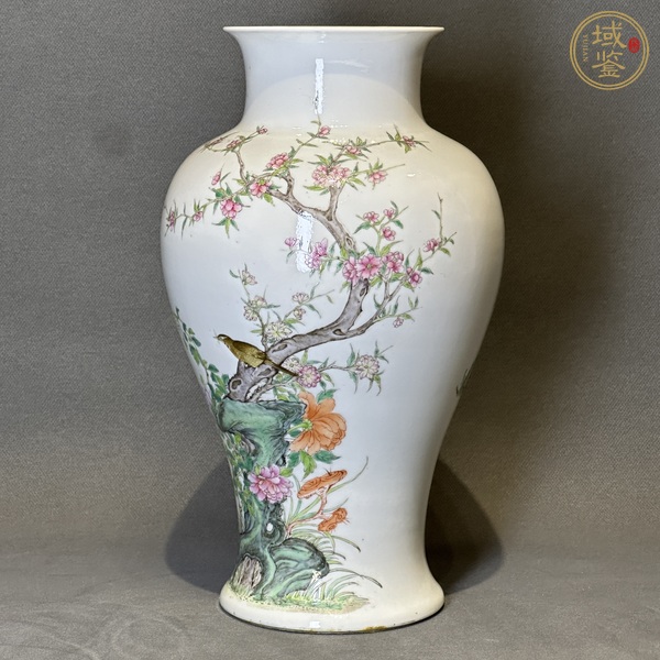 古玩陶瓷民國 粉彩花鳥紋廣口梅瓶真品鑒賞圖