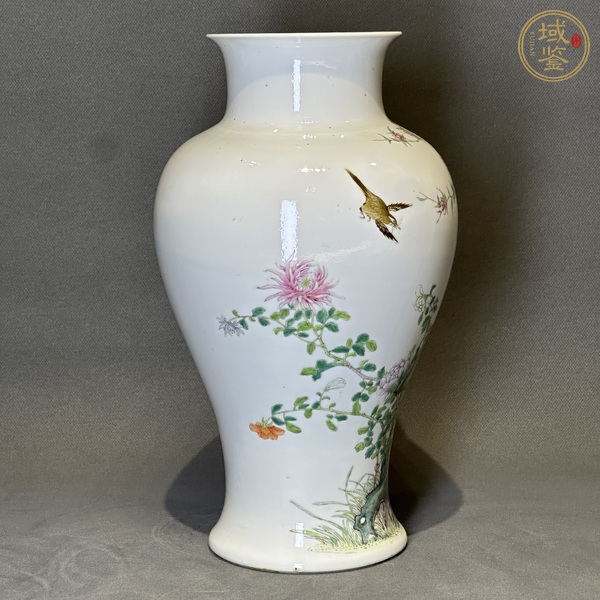 古玩陶瓷民國 粉彩花鳥紋廣口梅瓶真品鑒賞圖