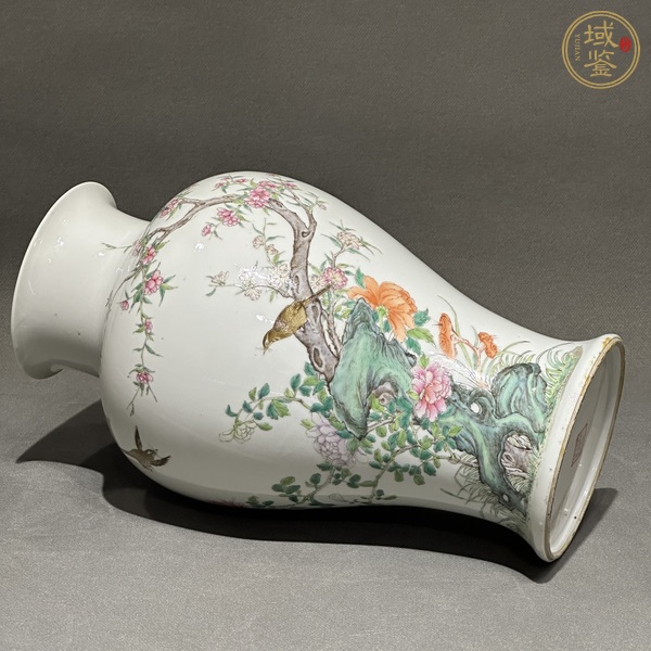古玩陶瓷民國 粉彩花鳥紋廣口梅瓶真品鑒賞圖