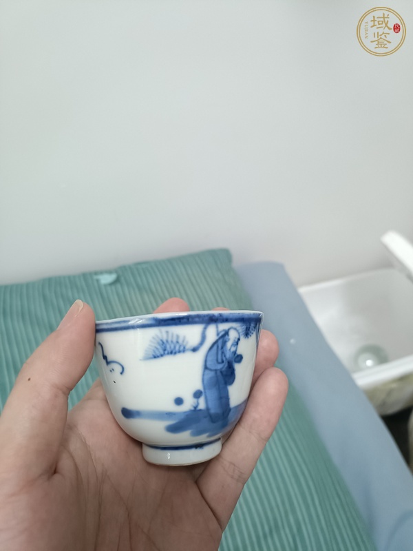 古玩三星高照圖青花杯真品鑒賞圖