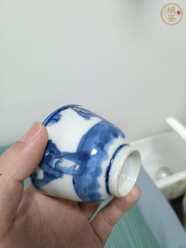 古玩陶瓷三星高照圖青花杯真品鑒賞圖