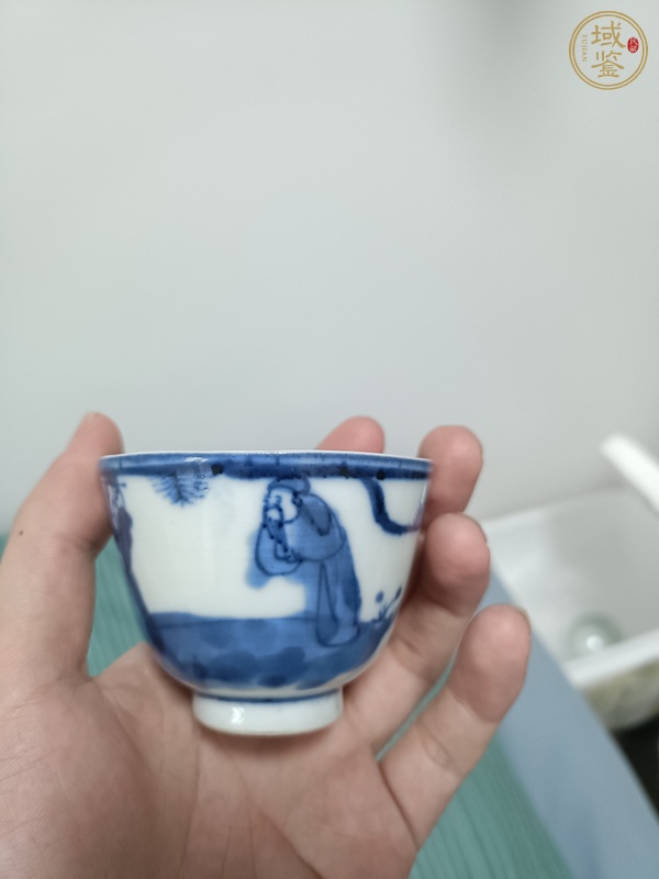 古玩陶瓷三星高照圖青花杯真品鑒賞圖