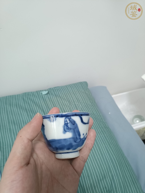古玩陶瓷三星高照圖青花杯真品鑒賞圖