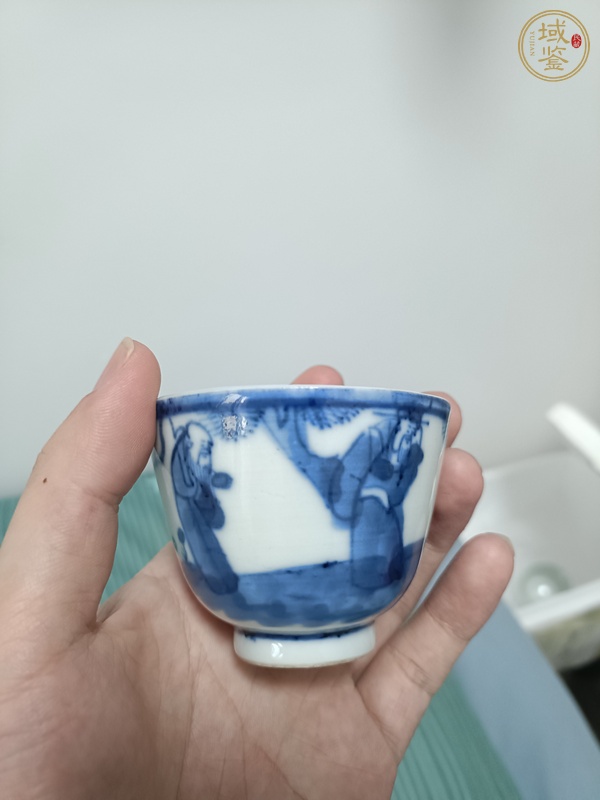 古玩陶瓷三星高照圖青花杯真品鑒賞圖
