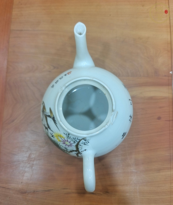 古玩陶瓷民國 新粉彩英雄獨立茶壺真品鑒賞圖