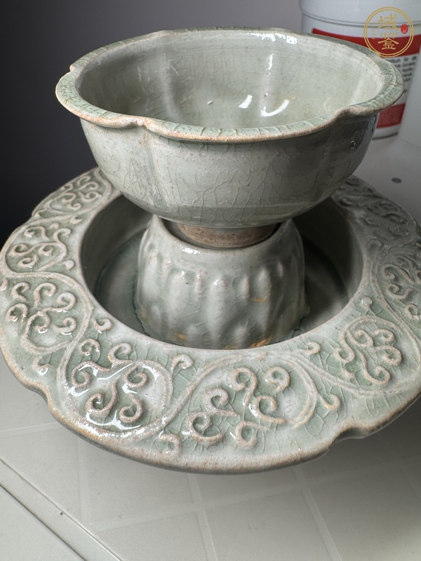 古玩陶瓷高麗青瓷茶盞(帶盞托)真品鑒賞圖