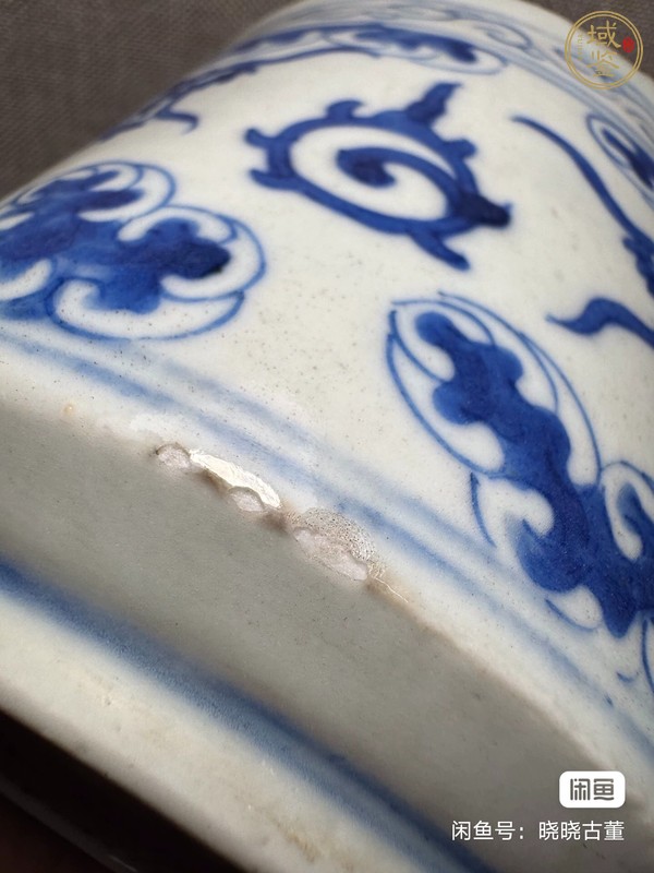 古玩陶瓷龍紋青花圈足筒式香爐真品鑒賞圖