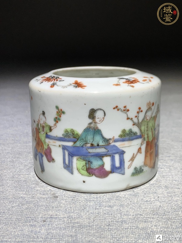 古玩陶瓷粉彩五子多魁水盂真品鑒賞圖