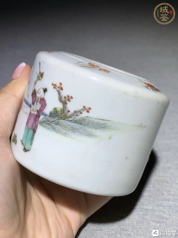 古玩陶瓷粉彩五子多魁水盂真品鑒賞圖