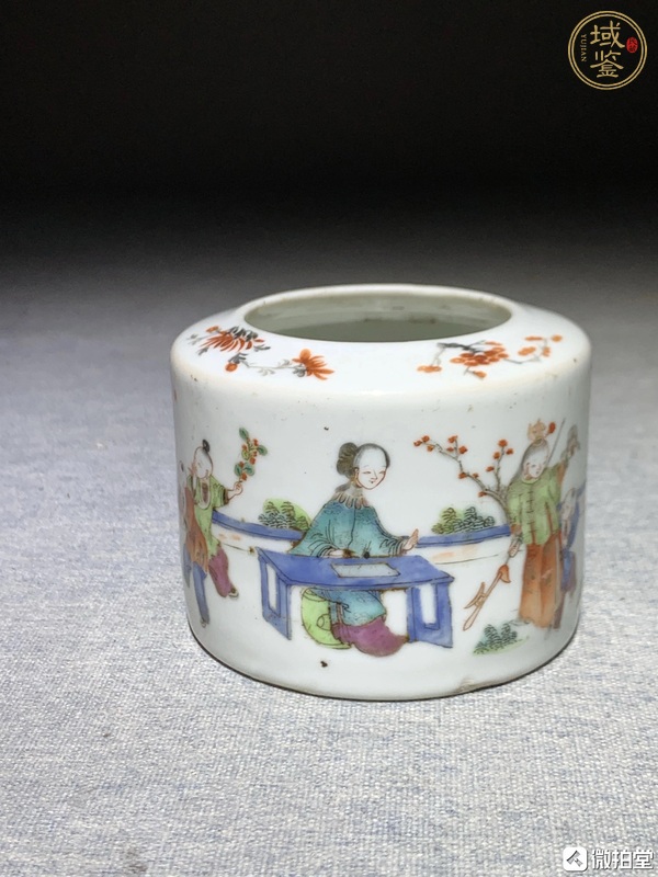 古玩陶瓷粉彩五子多魁水盂真品鑒賞圖