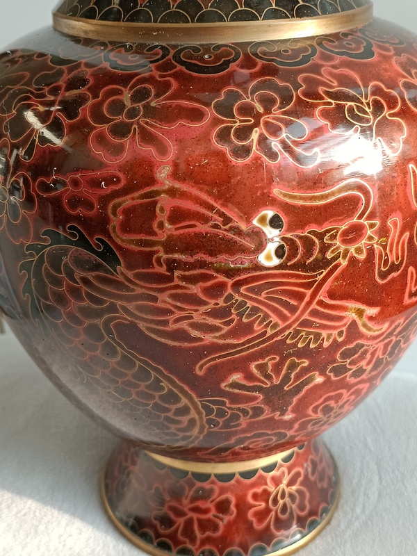 古玩雜項景泰藍龍紋花瓶拍賣，當前價格898元