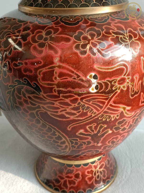 古玩雜項景泰藍龍紋花瓶真品鑒賞圖