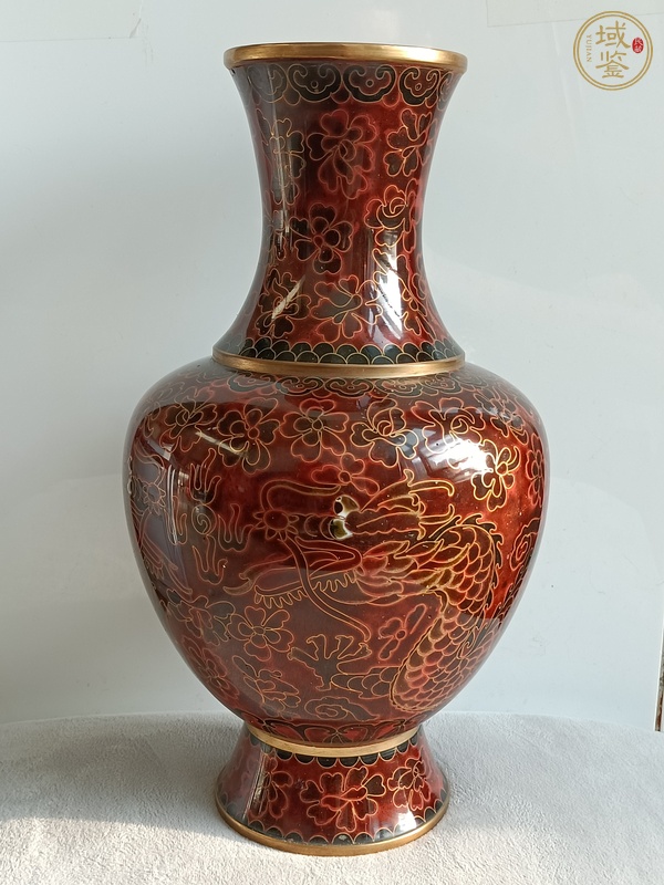古玩景泰藍龍紋花瓶真品鑒賞圖