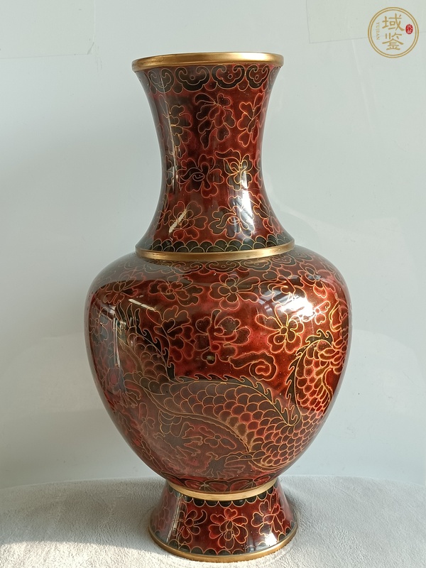 古玩雜項景泰藍龍紋花瓶真品鑒賞圖