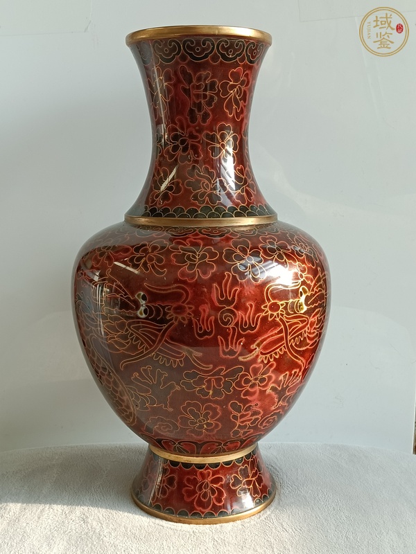 古玩雜項景泰藍龍紋花瓶真品鑒賞圖