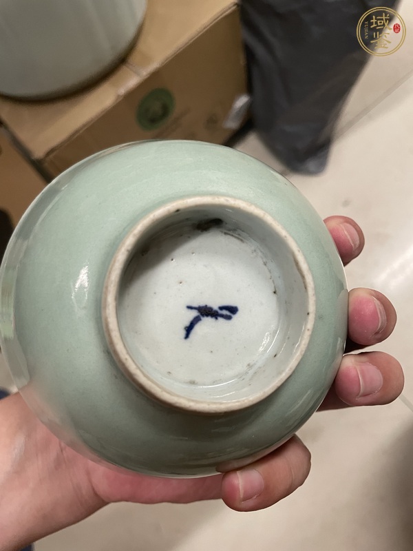 古玩陶瓷豆青釉茶杯真品鑒賞圖