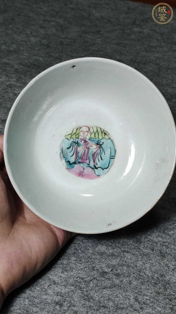 古玩陶瓷粉彩百子圖茶碗真品鑒賞圖