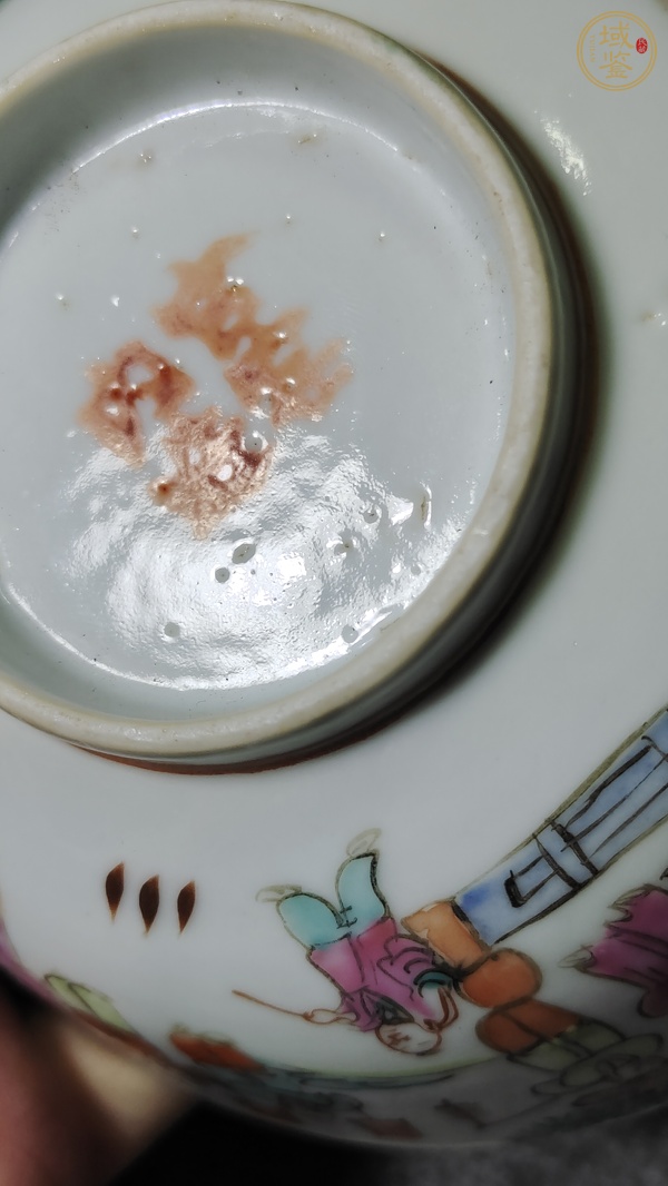 古玩陶瓷粉彩百子圖茶碗真品鑒賞圖