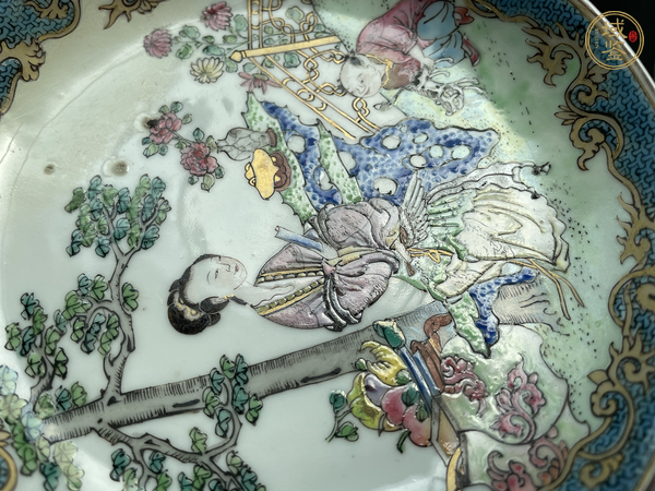 古玩陶瓷粉彩教子圖人物紋杯碟真品鑒賞圖