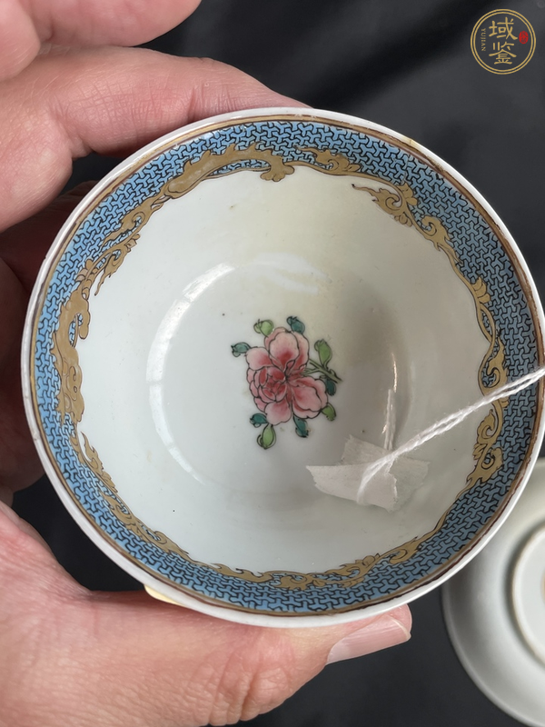 古玩陶瓷粉彩教子圖人物紋杯碟真品鑒賞圖