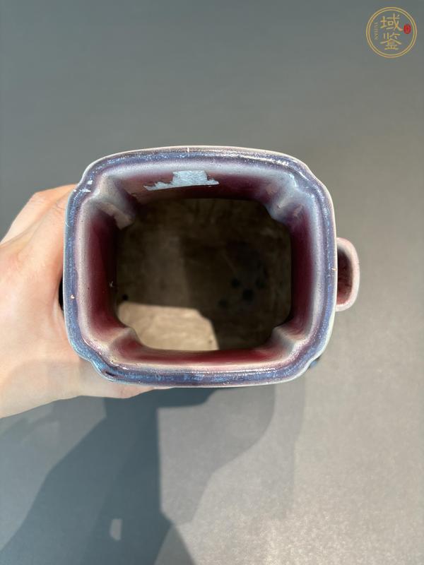 古玩陶瓷窯變紅釉貫耳尊瓶真品鑒賞圖
