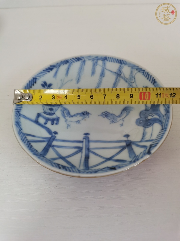 古玩陶瓷 斗雞圖青花盤真品鑒賞圖
