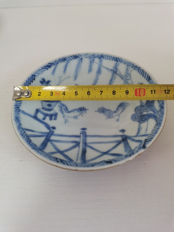 古玩陶瓷清康熙斗雞圖青花杯碟一套拍賣，當前價格2900元