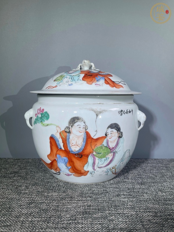 古玩和合二仙四系粥罐真品鑒賞圖