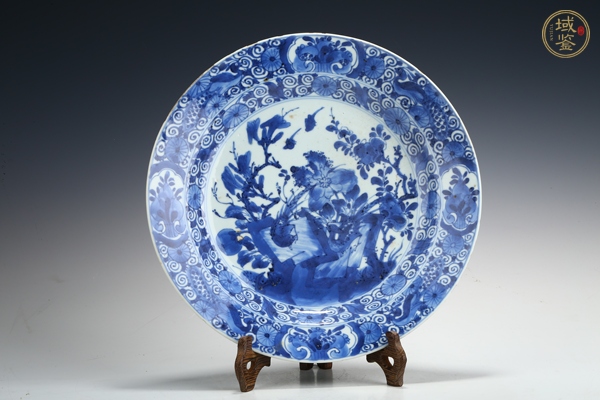 古玩康熙·青花錦雞牡丹紋大盤真品鑒賞圖